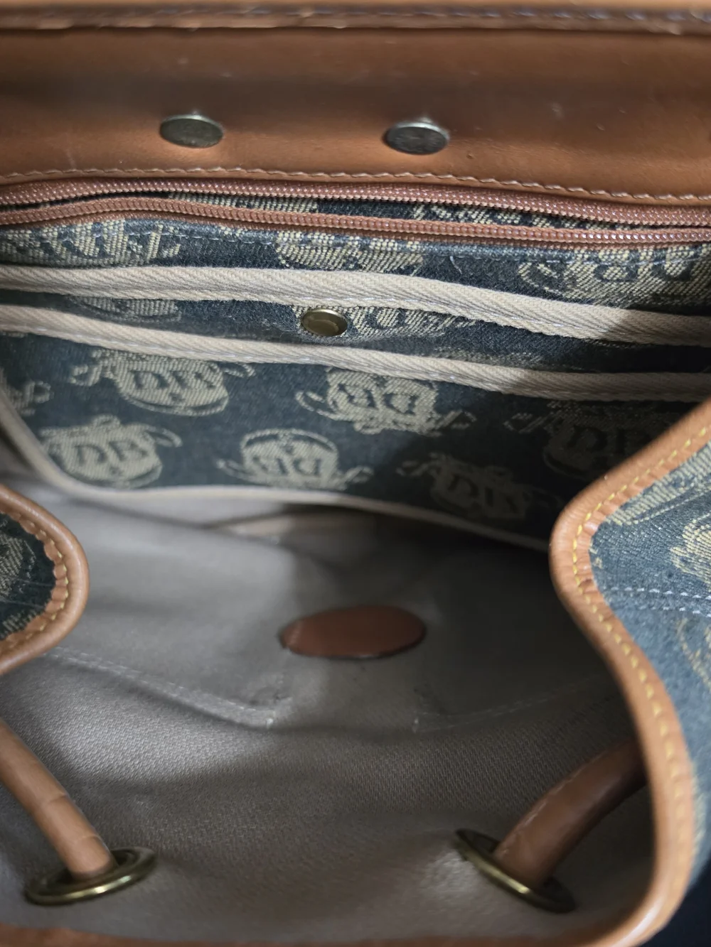 Dooney & Bourke Signature DB Logo Backpack - Brown/Gray/Tan
